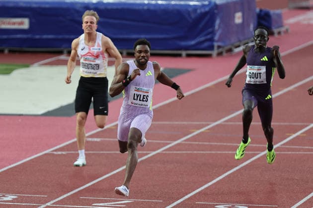 American Noah Lyles sets men s 150m world record during the Golden Spike Ostrava 2026 - World Athletics Continental Tour Gold, in Ostrava, Czech Republic, on June 16, 2026. (CTKxPhoto PetrxSznapka) CTKPhotoP2026061609057  CTKPhotoP2026061609057