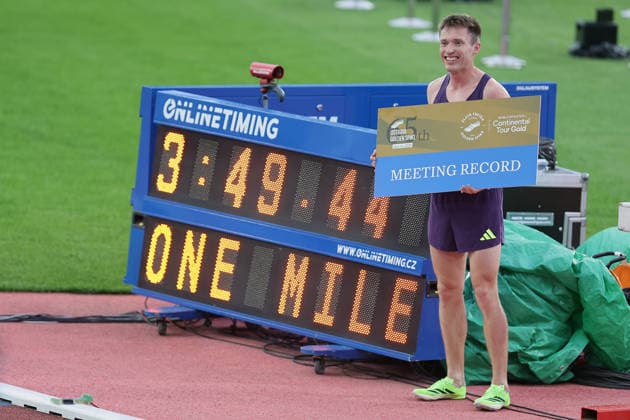Nathan Green of USA 3:49.44 meet record in the Ostrava mile during the Golden Spike Ostrava 2026 - World Athletics Continental Tour Gold, in Ostrava, Czech Republic, on June 16, 2026. (CTKxPhoto PetrxSznapka) CTKPhotoP2026061609058  CTKPhotoP2026061609058