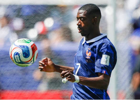 Ousmane Dembele of France controls the ball against Senegal during the first half of their FIFA World Cup, WM, Weltmeisterschaft, Fussball match at MetLife Stadium in East Rutherford, New Jersey, on Tuesday, June 16, 2026.  NYP20260616901 JOHNxANGELILLO