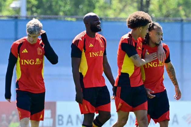 Belgian national football team - FIFA World Cup, WM, Weltmeisterschaft, Fussball 2026 - media activities 16 06 2026 RENTON, UNITED STATES OF AMERICA - JUNE 16 : Saelemaekers Alexis midfielder of Belgium, Lukaku Romelu forward of Belgium, Witsel Axel midfielder of Belgium and Moreira Da Silva Diego defender of Belgium pictured during a friendly match between Belgium and the Seattle Sounders FC at the training facilities of the Belgian national football team during the FIFA World Cup 2026 on June 16, 2026 in Renton, United States of America, 16 06 2026 Renton United States of America  Copyright: xJanxDexMeuleneirx