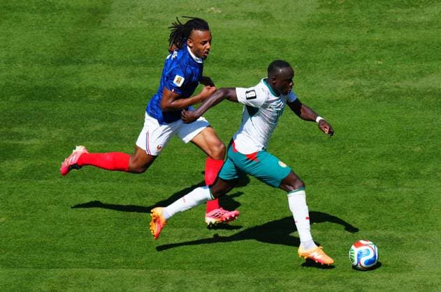 Jules Kounde of France chasing Sadio ManÃ of Senegal France v Senegal, 2026 FIFA World Cup, WM, Weltmeisterschaft, Fussball Group I, Football, New York New Jersey Stadium, East Rutherford, New Jersey, USA - 16 Jun 2026East Rutherford New York New Jersey Stadium New Jersey (NJ) United States of America EDITORIAL USE ONLY No use with unauthorised audio, video, data, fixture lists, club league logos or live services. Online in-match use limited to 120 images, no video emulation. No use in betting, games or single club league player publications.  Copyright: xJavierxGarcia Shutterstockx 16928918as