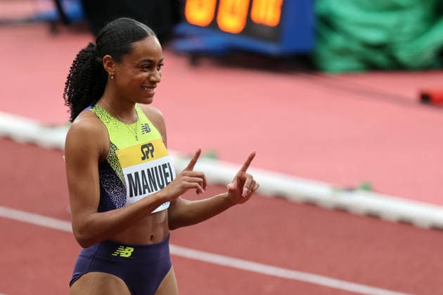 Czech Sprinter Lurdes Gloria Manuel wins 400 metres race during the Golden Spike Ostrava 2026 - World Athletics Continental Tour Gold, in Ostrava, Czech Republic, on June 16, 2026. (CTKxPhoto PetrxSznapka) CTKPhotoP2026061609284  CTKPhotoP2026061609284
