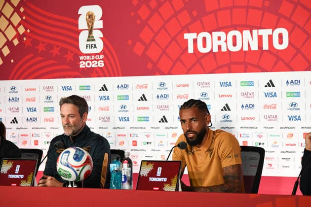 Panama national team, Nationalteam press conference, PK, Pressekonferenz FIFA World Cup, WM, Weltmeisterschaft, Fussball 2026 Group L match. Panama National Team COACH Thomas CHRISTIANSEN and team captain Anibal Godoy, during the press conference previous to the match to be played between the National Teams of Ghana and Panama. FIFA World Cup 2026 Group L, 16.06.26 Toronto Stadium in Toronto, Ontario, Canada. Photo Jose Campos PMEimages Toronto Ontario Canada Copyright: xJosexCamposx xPMEimagesx