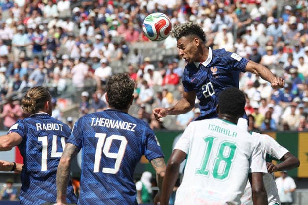 Desire Doue of France heads the ball during the FIFA World Cup, WM, Weltmeisterschaft, Fussball 2026 group stage match France against Senegal in at MetLife stadium in de New Jersey, USA, 16 June 2026. FIFA World Cup 2026 - Group I - France vs Senegal !ACHTUNG: NUR REDAKTIONELLE NUTZUNG!  Copyright: xSebastiaoxMoreirax GR2302 20260616-55020615300010_1010