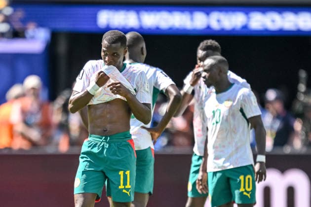 Nicolas Jackson (Senegal) gestures looks dejected during the FIFA World Cup, WM, Weltmeisterschaft, Fussball 2026 Group I match between France and Senegal at New York New Jersey Stadium on June 16, 2026 in East Rutherford, United States. (Photo by Harry Langer DeFodi Images) -