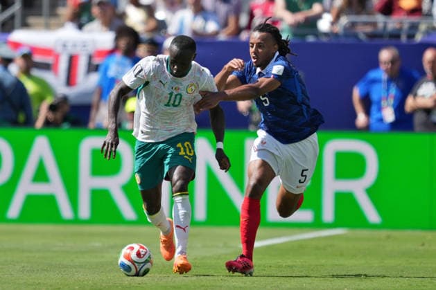 IPA85759284 - Sadio Mané of Senegal in action against Jules Koundé of France during the France vs. Senegal FIFA World Cup, WM, Weltmeisterschaft, Fussball match in New York, USA, on June 16, 2026  Copyright: xEmmanuelexMastrodonato IPAxSportx xx 85759284