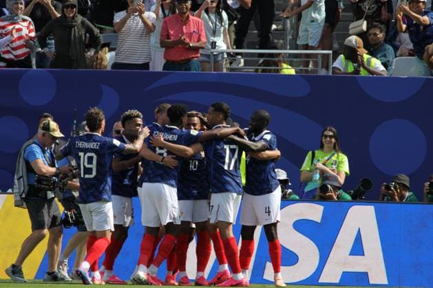 RECORD DATE NOT STATED France vs Senegal FIFA World Cup, WM, Weltmeisterschaft, Fussball 2026. (SPO) France vs Senegal FIFA World Cup 2026. June 16, 2026, New Jersey, USA: Mbappe 10 of France scored and celebrates his goal with teammates during soccer match between France and Senegal in group I during FIFA World Cup 2026 at MetLife stadium in New Jersey. Credit: Niyi Fote Thenews2(Foto: Niyi Fote Thenews2 imago images) SPO  Copyright: xNiyixFotex