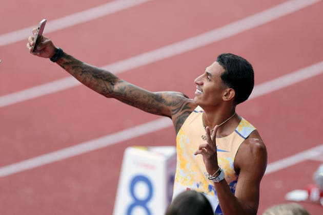 Matheus Lima of Brazil celebrates victory after the 400 Metres Hurdles of Golden Spike Ostrava 2026 - World Athletics Continental Tour Gold, in Ostrava, Czech Republic, on June 16, 2026. (CTKxPhoto PetrxSznapka) CTKPhotoP2026061609513  CTKPhotoP2026061609513