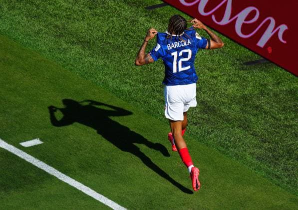 Bradley Barcola of France celebrates after scoring France v Senegal, 2026 FIFA World Cup, WM, Weltmeisterschaft, Fussball Group I, Football, New York New Jersey Stadium, East Rutherford, New Jersey, USA - 16 Jun 2026East Rutherford New York New Jersey Stadium New Jersey (NJ) United States of America EDITORIAL USE ONLY No use with unauthorised audio, video, data, fixture lists, club league logos or live services. Online in-match use limited to 120 images, no video emulation. No use in betting, games or single club league player publications.  Copyright: xJavierxGarcia Shutterstockx 16928918cg