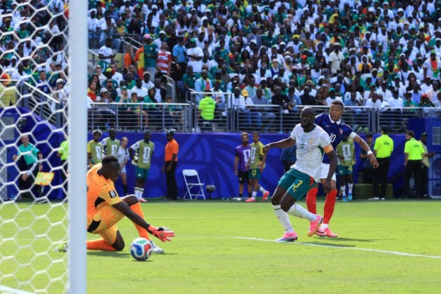 France v Senegal FIFA World Cup, WM, Weltmeisterschaft, Fussball 16 June 2026 East Rutherford, New Jersey - FIFA World Cup - France Senegal - Kylian Mbappe of France scoring the opening goal of the match - (Photo by Simon Stacpoole) East Rutherford New Jersey USA
