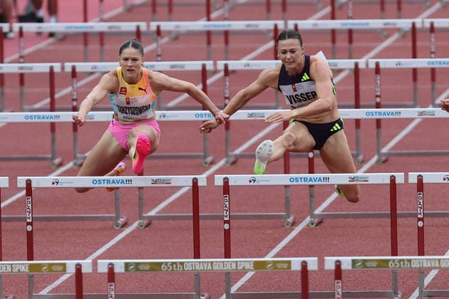 From left Pia Skrzyszowska of Poland and Dutch track and field athlete Nadine Visser compete during the Golden Spike Ostrava 2026 - World Athletics Continental Tour Gold, in Ostrava, Czech Republic, on June 16, 2026. (CTKxPhoto PetrxSznapka) CTKPhotoP2026061609253  CTKPhotoP2026061609253