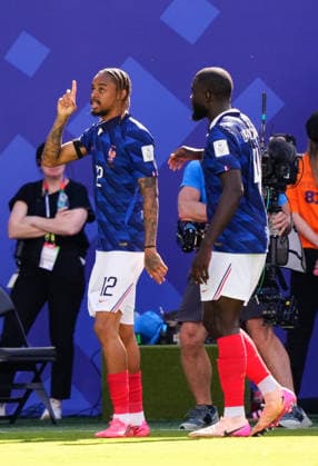 France v Senegal - FIFA World Cup, WM, Weltmeisterschaft, Fussball 2026 - Group I NEW JERSEY, UNITED STATES - JUNE 16: Bradley Barcola (12) of France celebrates a goal during the 2026 FIFA World Cup First Stage Group I match between France and Senegal at MetLife (New Jersey Stadium) in East Rutherford, New Jersey, United States on June 16, 2026. Jose Hernandez Anadolu New Jersey United States. Editorial use only. Please get in touch for any other usage.  Copyright: x2026xAnadoluxJosexHernandezx