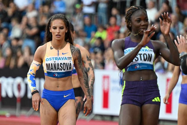 From left Karolina Manasova (Czechia) and Brianna Lyston (Jamaica) in action during the 100m during the Golden Spike Ostrava 2026 - World Athletics Continental Tour Gold, in Ostrava, Czech Republic, on June 16, 2026. (CTKxPhoto JaroslavxOzana) CTKPhotoP2026061609869  CTKPhotoP2026061609869