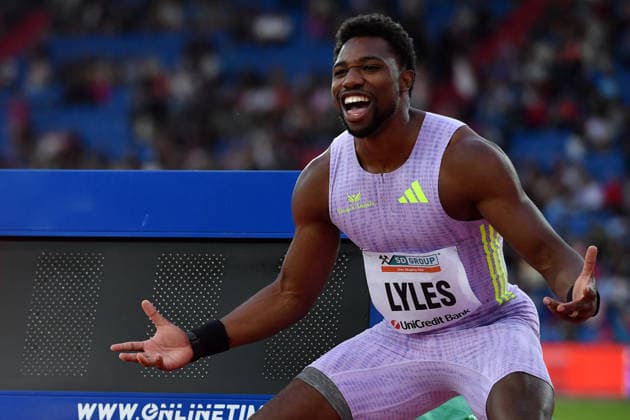 June 16, 2026, Ostrava, Czech Republic: LYLES NOAH of USA competes 150 Metres Men at the World Athletics Continental Tour Golden Spike event in Ostrava in the Czech Republic. ..Noah Lyles soars to new world best in 150m, clocking a 14.67 to win in Ostrava. Ostrava Czech Republic - ZUMAr156 20260616_aap_r156_067 Copyright: xSlavekxRutax