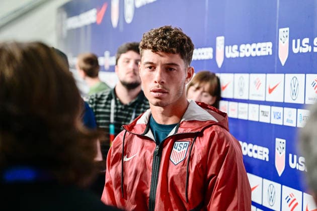 CA: USMNT Holds Media Day Ahead of Australia Match in Irvine, USA - 16 Jun 2026 Sebastian Berhalter (14) of the United States Men s national team, Nationalteam speaks during a press conference, PK, Pressekonferenz at Great Park ahead of the team s FIFA World Cup, WM, Weltmeisterschaft, Fussball 2026 Group D match against Australia at SoFi Stadium. Irvine United States Copyright: xWestonxHancockx xSOPAxImagesx Weston Hancock June 16 - 1471