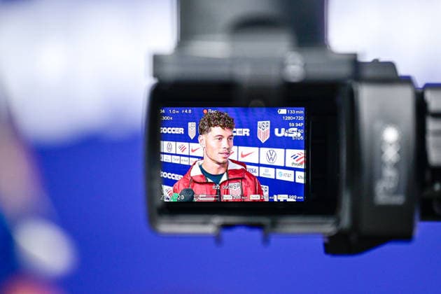 CA: USMNT Holds Media Day Ahead of Australia Match in Irvine, USA - 16 Jun 2026 Sebastian Berhalter (14) of the United States Men s national team, Nationalteam speaks during a press conference, PK, Pressekonferenz at Great Park ahead of the team s FIFA World Cup, WM, Weltmeisterschaft, Fussball 2026 Group D match against Australia at SoFi Stadium. Irvine United States Copyright: xWestonxHancockx xSOPAxImagesx Weston Hancock June 16 - 1486