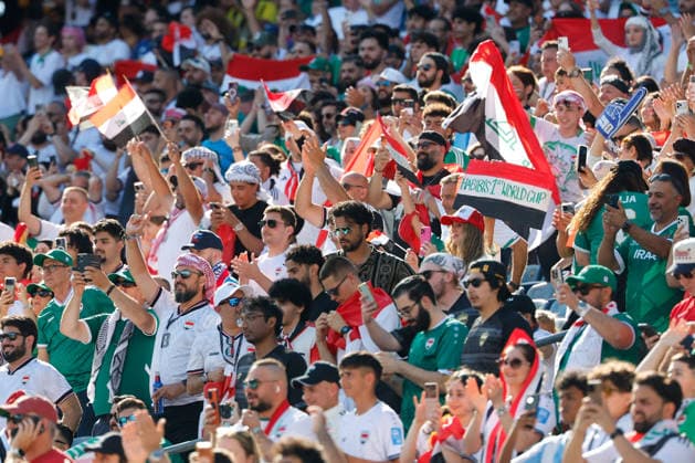 Iraq fans show their support before the start of the match between Iraq and Norway in their FIFA World Cup, WM, Weltmeisterschaft, Fussball match at Gillette Stadium in Foxborough, Massachusetts, on Tuesday, June 16, 2026.  BOP20260616001 CJxGUNTHER