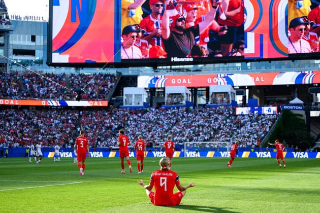 260616 Erling Braut Haaland of Norway celebrates after scoring 1-0 during the FIFA World Cup, WM, Weltmeisterschaft, Fussball 2026 group stage football match between Iraq and Norway on June 16, 2026 in Foxborough. Photo: Jon Olav Nesvold BILDBYRAN COP 217 VG0955 bbeng fotboll football soccer fotball vm fotbolls-vm fotball-vm fotbolls-vm 2026 fifa world cup 2026 norge norway iraq irak jubel