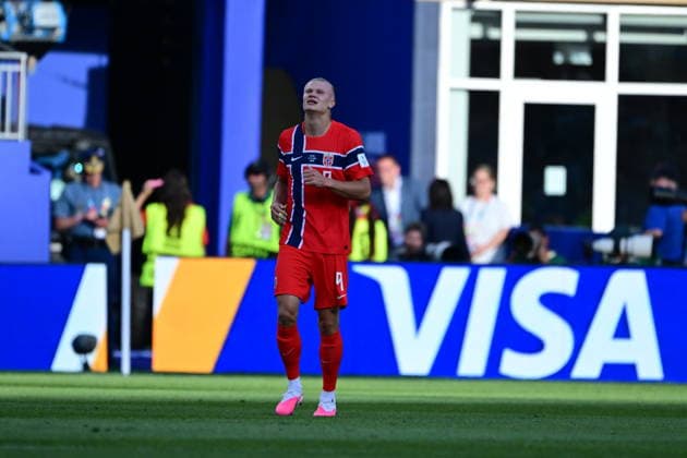 Iraq v Norway - FIFA World Cup, WM, Weltmeisterschaft, Fussball 2026 - Group I FOXBOROUGH, UNITED STATES - JUNE 16: Erling Haaland (9) of Norway celebrates after scoring a goal during the 2026 FIFA World Cup First Stage Group I match between Iraq and Norway at Gillette Stadium (Boston Stadium) in Foxborough, Massachusetts, United States on June 16, 2026. Abdulhamid Hosbas Anadolu Massachusetts United States. Editorial use only. Please get in touch for any other usage.  Copyright: x2026xAnadoluxAbdulhamidxHosbasx