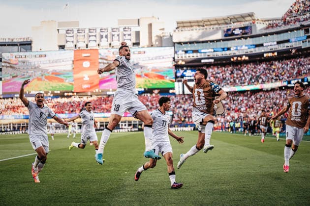 Fußball Herren FIFA Fußball-Weltmeisterschaft 2026 Gruppe I Irak vs. Norwegen 16.06.2026 Torjubel Aymen Hussein ( 18, Irak) Boston Boston Stadium Massachusetts United States of America *** Mens Soccer 2026 FIFA World Cup Group I Iraq vs. Norway June 16, 2026 Goal celebration by Aymen Hussein (18), Iraq Boston, Boston Stadium, Massachusetts, United States of America,detected_source_language