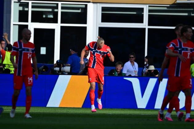 Iraq v Norway - FIFA World Cup, WM, Weltmeisterschaft, Fussball 2026 - Group I FOXBOROUGH, UNITED STATES - JUNE 16: Erling Haaland (9) of Norway celebrates after scoring a goal during the 2026 FIFA World Cup First Stage Group I match between Iraq and Norway at Gillette Stadium (Boston Stadium) in Foxborough, Massachusetts, United States on June 16, 2026. Abdulhamid Hosbas Anadolu Massachusetts United States. Editorial use only. Please get in touch for any other usage.  Copyright: x2026xAnadoluxAbdulhamidxHosbasx