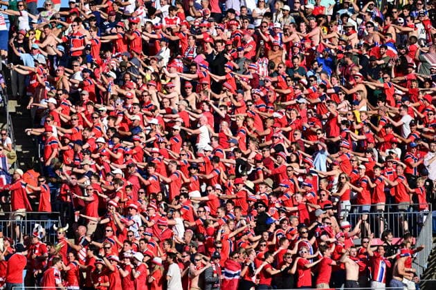 Iraq v Norway - FIFA World Cup, WM, Weltmeisterschaft, Fussball 2026 - Group I FOXBOROUGH, UNITED STATES - JUNE 16: Fans of Norway cheer their team during the 2026 FIFA World Cup First Stage Group I match between Iraq and Norway at Gillette Stadium (Boston Stadium) in Foxborough, Massachusetts, United States on June 16, 2026. Abdulhamid Hosbas Anadolu Massachusetts United States. Editorial use only. Please get in touch for any other usage.  Copyright: x2026xAnadoluxAbdulhamidxHosbasx