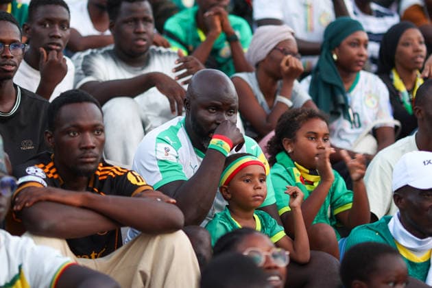 Senegal fans watch team s World Cup debut on giant screen DAKAR, SENEGAL - JUNE 16: Senegal fans watch their national team, Nationalteam s 2026 FIFA World Cup, WM, Weltmeisterschaft, Fussball Group I match against France on a giant screen set up at the African Renaissance Monument in Dakar, Senegal, on June 16, 2026. Hundreds of supporters gathered at the square ahead of kickoff, waving Senegalese flags and wearing national team jerseys as they followed the match. Cem Ozdel Anadolu Dakar Senegal. Editorial use only. Please get in touch for any other usage.  Copyright: x2026xAnadoluxCemxOzdelx