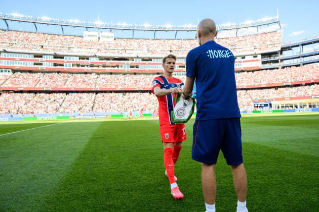 260616 Martin odegaard of Norway during the FIFA World Cup, WM, Weltmeisterschaft, Fussball 2026 group stage football match between Iraq and Norway on June 16, 2026 in Foxborough. Photo: Vegard Grott BILDBYRAN kod VG VG0955 bbeng fotboll football soccer fotball vm fotbolls-vm fotball-vm fotbolls-vm 2026 fifa world cup 2026 norge norway iraq irak