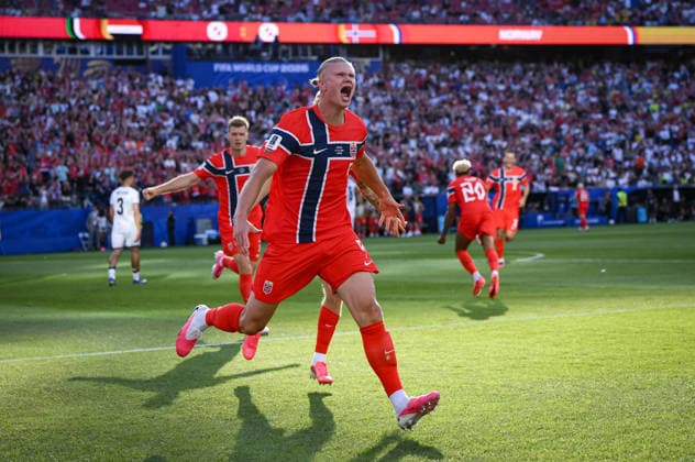 Fussball FIFA WM 2026 Vorrunde Gruppe I in Boston Norwegen - Irak 16.06.2026 JUBEL Norwegen; Torschuetz zum 0-1 Erling Haaland