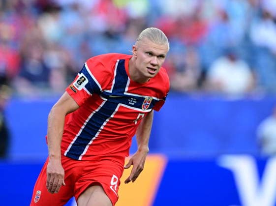 Iraq v Norway - FIFA World Cup, WM, Weltmeisterschaft, Fussball 2026 - Group I FOXBOROUGH, UNITED STATES - JUNE 16: Erling Haaland (9) of Norway celebrates after scoring a goal during the 2026 FIFA World Cup First Stage Group I match between Iraq and Norway at Gillette Stadium (Boston Stadium) in Foxborough, Massachusetts, United States on June 16, 2026. Abdulhamid Hosbas Anadolu Massachusetts United States. Editorial use only. Please get in touch for any other usage.  Copyright: x2026xAnadoluxAbdulhamidxHosbasx