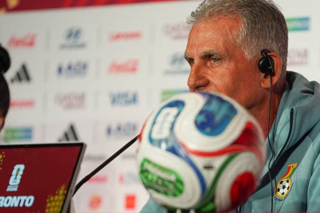 Ghana press conference, PK, Pressekonferenz - 2026 FIFA World Cup, WM, Weltmeisterschaft, Fussball Carlos QUEIROZ Head Coach of Ghana during the 2026 FIFA World Cup MD-1 Press Conference ahead of the Group L match between Ghana and Panama at Toronto Stadium. on June 16, 2026 in Toronto, Canada. (Photo by Leonardo Ramirez Eyepix Group) (Photo by Leonardo Ramirez Eyepix Group Eyepix via Nexpher Images) Toronto