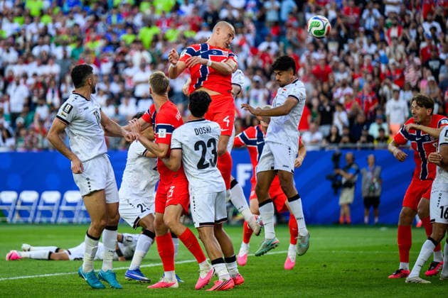 260616 Leo ostigard of Norway scores 1-3 during the FIFA World Cup, WM, Weltmeisterschaft, Fussball 2026 group stage football match between Iraq and Norway on June 16, 2026 in Foxborough. Photo: Jon Olav Nesvold BILDBYRAN COP 217 VG0955 bbeng fotboll football soccer fotball vm fotbolls-vm fotball-vm fotbolls-vm 2026 fifa world cup 2026 norge norway iraq irak
