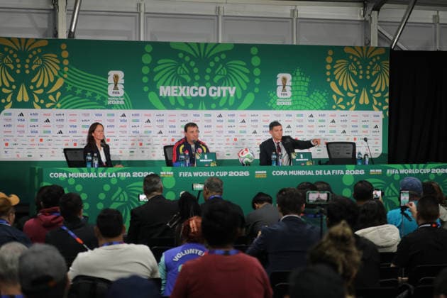 Colombia v Uzbekistan FIFA World Cup, WM, Weltmeisterschaft, Fussball 2026 Group K press conference, PK, Pressekonferenz Head Coach of Colombia national soccer team Nestor Lorenzo speaks during a press conference ahead of the FIFA World Cup Group K first-round match between Colombia and Uzbekistan at Mexico City Stadium. on June 16, 2026 in Mexico City, Mexico. (Photo by Ian Robles Eyepix Group) Copyright: xIanxRobles xEyepixxGroupx EL_16062026_187362JPEG
