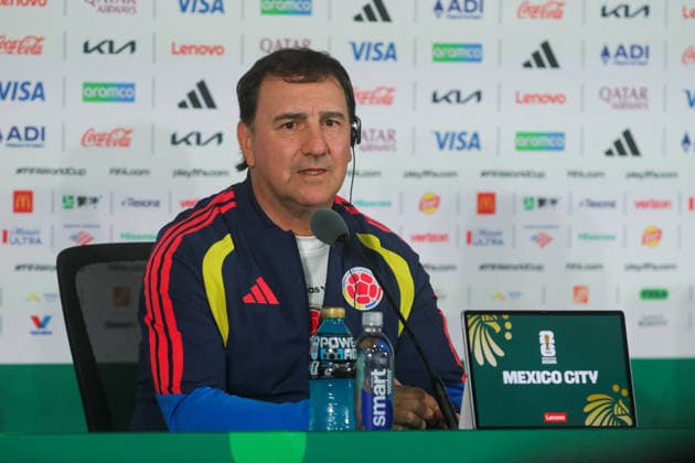 Colombia v Uzbekistan FIFA World Cup, WM, Weltmeisterschaft, Fussball 2026 Group K press conference, PK, Pressekonferenz Head Coach of Colombia national soccer team Nestor Lorenzo speaks during a press conference ahead of the FIFA World Cup Group K first-round match between Colombia and Uzbekistan at Mexico City Stadium. on June 16, 2026 in Mexico City, Mexico. (Photo by Ian Robles Eyepix Group) Copyright: xIanxRobles xEyepixxGroupx EL_16062026_187339JPEG