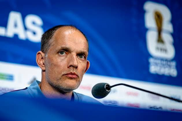 DALLAS - England national team, Nationalteam coach Thomas Tuchel during the 2026 World Cup, England MD-1 press conference, PK, Pressekonferenz at AT&T Stadium on June 16, 2026, in Dallas, United States. (Photo by Stefan Koops EYE4IMAGES DeFodi Images) -