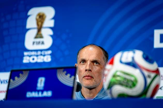 DALLAS - England national team, Nationalteam coach Thomas Tuchel during the 2026 World Cup, England MD-1 press conference, PK, Pressekonferenz at AT&T Stadium on June 16, 2026, in Dallas, United States. (Photo by Stefan Koops EYE4IMAGES DeFodi Images) -