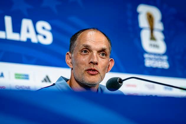 DALLAS - England national team, Nationalteam coach Thomas Tuchel during the 2026 World Cup, England MD-1 press conference, PK, Pressekonferenz at AT&T Stadium on June 16, 2026, in Dallas, United States. (Photo by Stefan Koops EYE4IMAGES DeFodi Images) -