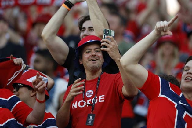 FIFA World Cup, WM, Weltmeisterschaft, Fussball 2026 - Group I - Iraq vs Norway Supporters of Norway cheer after winning the FIFA World Cup 2026 group stage match Iraq against Norway, in Boston, Massachusetts, USA, 16 June 2026. Foxborough United States  Copyright: xGREGxM.xCOOPERx