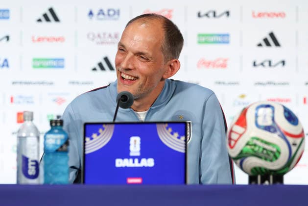 England v Croatia, FIFA World Cup, WM, Weltmeisterschaft, Fussball 2026 press conference, PK, Pressekonferenz England Head Coach Thomas Tuchel GER smiles during the MD-1 England Press Conference ahead of the England v Croatia FIFA WORLD CUP 2026 match, Dallas Stadium, Arlington, United States on 16 June 2026 Credit: Phil Duncan Every Second Media Editorial use only. All images are copyright Every Second Media Limited. No images may be reproduced without prior permission. Copyright: xIMAGO EveryxSecondxMediax ESM-2040-0004 PhilxDuncanx xEveryxSecondxMediax