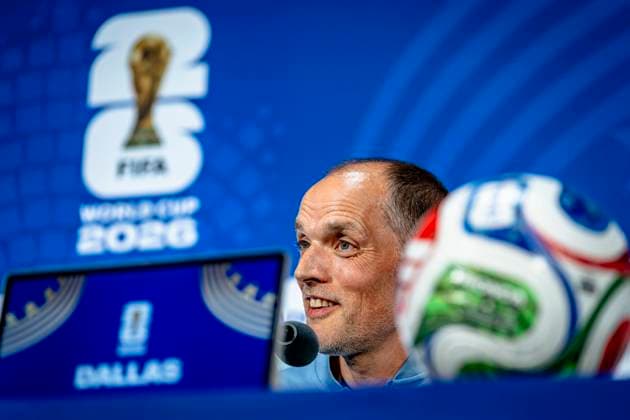 DALLAS - England national team, Nationalteam coach Thomas Tuchel during the 2026 World Cup, England MD-1 press conference, PK, Pressekonferenz at AT&T Stadium on June 16, 2026, in Dallas, United States. (Photo by Stefan Koops EYE4IMAGES DeFodi Images) -
