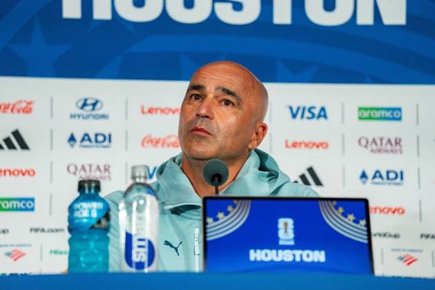 FIFA Fussball Weltmeisterschaft 2026, Gruppe K, Spiel 1, Portugal vs. DR Kongo, 17.06.2026 im NRG Stadium in Houton, Texas Pressekonferenz mit Bruno Fernandes und Roberto Martinez