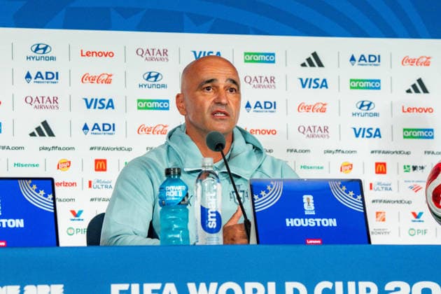 FIFA Fussball Weltmeisterschaft 2026, Gruppe K, Spiel 1, Portugal vs. DR Kongo, 17.06.2026 im NRG Stadium in Houton, Texas Pressekonferenz mit Bruno Fernandes und Roberto Martinez