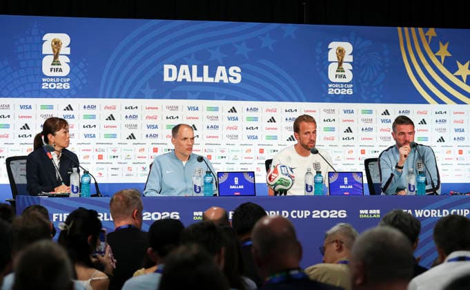 England v Croatia, FIFA World Cup, WM, Weltmeisterschaft, Fussball 2026 press conference, PK, Pressekonferenz England forward Harry Kane (9) during the MD-1 England Press Conference ahead of the England v Croatia FIFA WORLD CUP 2026 match, Dallas Stadium, Arlington, United States on 16 June 2026 Credit: Phil Duncan Every Second Media Editorial use only. All images are copyright Every Second Media Limited. No images may be reproduced without prior permission. Copyright: xIMAGO EveryxSecondxMediax ESM-2040-0011 PhilxDuncanx xEveryxSecondxMediax