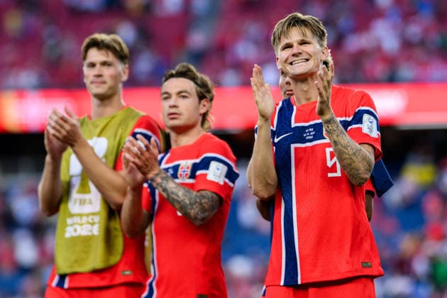 260616 David Moller Wolfe of Norway after the FIFA World Cup, WM, Weltmeisterschaft, Fussball 2026 group stage football match between Iraq and Norway on June 16, 2026 in Foxborough. Photo: Vegard Grott BILDBYRAN kod VG VG0955 bbeng fotboll football soccer fotball vm fotbolls-vm fotball-vm fotbolls-vm 2026 fifa world cup 2026 norge norway iraq irak jubel