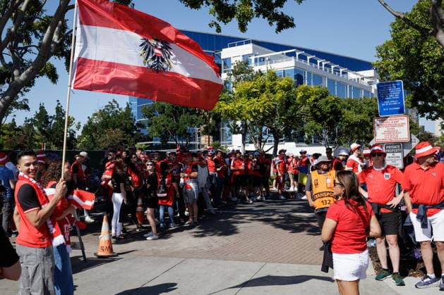 SOCCER - FIFA World Cup, WM, Weltmeisterschaft, Fussball 2026 SANTA CLARA,CALIFORNIA,USA,17.JUN.26 - SOCCER - FIFA World Cup 2026, group stage, Austria vs Jordan. Image shows fans of AUT.  GEPAxpictures xArminxRauthner
