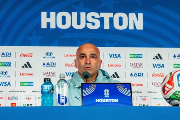 FIFA Fussball Weltmeisterschaft 2026, Gruppe K, Spiel 1, Portugal vs. DR Kongo, 17.06.2026 im NRG Stadium in Houton, Texas Pressekonferenz mit Bruno Fernandes und Roberto Martinez