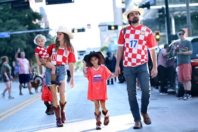 Dallas, 160626. Numerous Croatian fans gathered at the American-Croatian Friendship Parade, which started from Civic Garden to Ferris Plaza. The event was organized before the match of the Croatian national football team. Photo: Boris Kovacev CROPIX Copyright: xxBorisxKovacevx navijaci_dallas34-160626