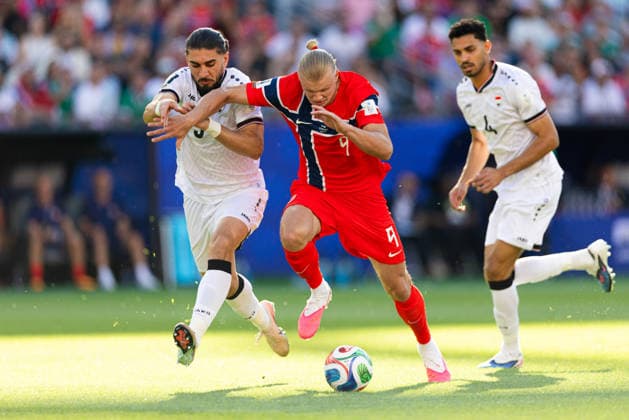 June 16, 2026; Foxborough, Massachusetts, USA; Norway forward Erling Haaland (9) runs towards goal in a FIFA World Cup, WM, Weltmeisterschaft, Fussball 2026 Group I match between Iraq and Norway at Boston Stadium. (c) CSM - ZUMAc04_ 20260616_zma_c04_018 Copyright: xBurtxGranofskyx