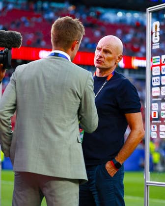 June 16, 2026, Foxborough, Massachusetts, USA: Norway head coach STALE SOLBAKKEN gives a post game interview during the 2026 FIFA World Cup, WM, Weltmeisterschaft, Fussball Group I match at Boston Stadium in Massachusetts on June 16, 2026. Foxborough USA - ZUMAm283 20260616_zsp_m283_035 Copyright: xBillyxMyersx