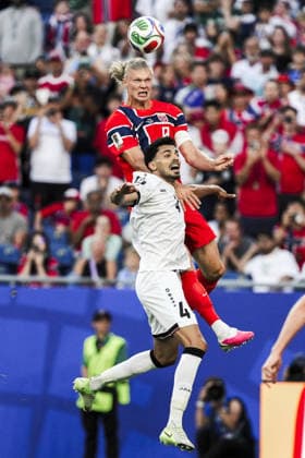 Erling Haaland of Norway provides assist for the team s fourth goal during the FIFA World Cup, WM, Weltmeisterschaft, Fussball 2026 Group I match between Iraq and Norway at Boston Stadium on June 16th,2026 (Photo by Richard Callis Sports Press Photo)  Copyright: xRichardxCallis SportsxPressxPhotox Sportspressphoto_SPR167997